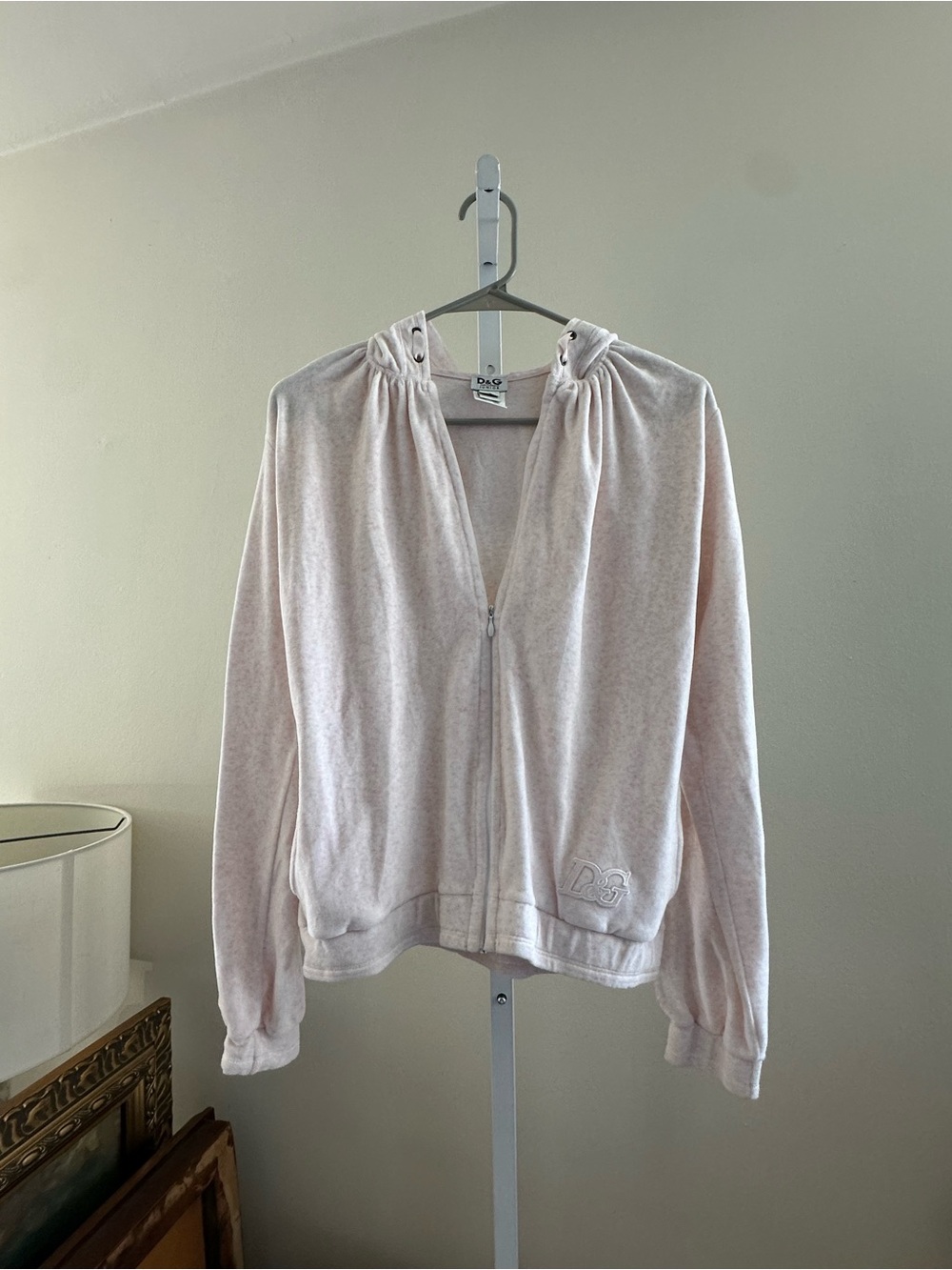 Vintage D&G Junior Pale Pink Velour Hooded Jacket